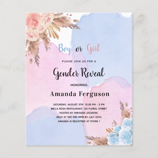 spits pampas roze blauwe begroting flyer (Voorkant)