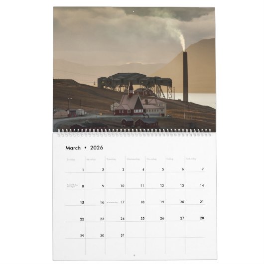 Spitsbergen 2026 kalender (Mar 2026)