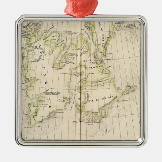 Spitsbergen, Noorwegen Map Metalen Ornament (Voorkant)