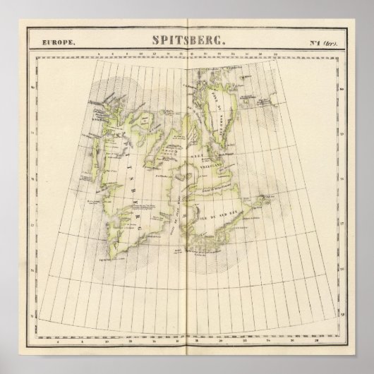 Spitsbergen, Noorwegen Map Poster (Voorkant)