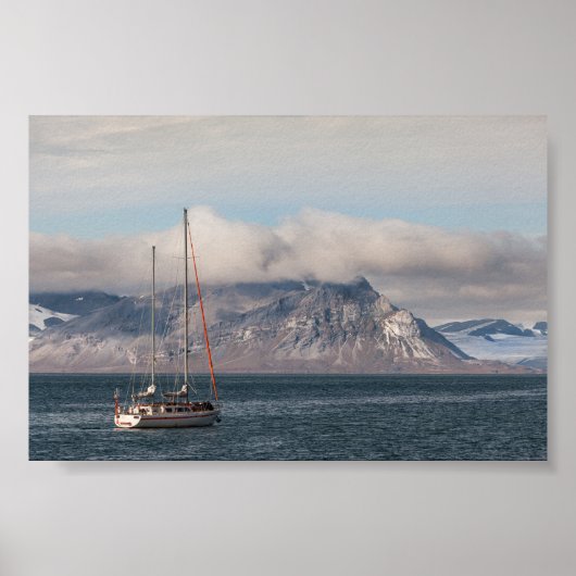 Spitsbergen Svalbard Zeilboot Poster (Voorkant)