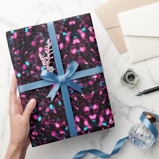 Spitsroze blauwe mozaïekglitter (Mandala) Cadeaupapier (Geschenken)