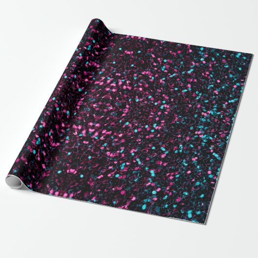 Spitsroze blauwe mozaïekglitter (Mandala) Cadeaupapier (Uitgerold)