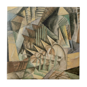 Spitsuur, New York door Max Weber, Vintage Cubisme Tegeltje