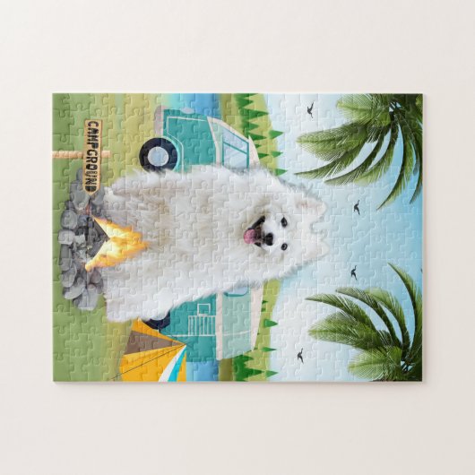 Spitz Dog Camping Legpuzzel (Horizontaal)
