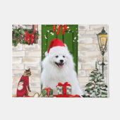 Spitz Dog Kerstmis Deurmat (Voorkant)