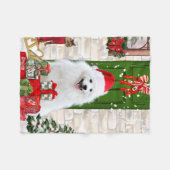 Spitz Dog Kerstmis Fleece Deken (Voorkant (Horizontaal))