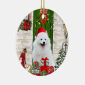 Spitz Dog Kerstmis Keramisch Ornament (Rechts)