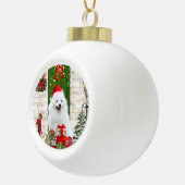 Spitz Dog Kerstmis Keramische Bal Ornament (Rechts)