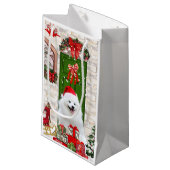 Spitz Dog Kerstmis Klein Cadeauzakje (Voorkant Gekanteld)