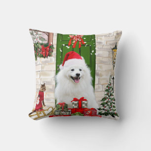 Spitz Dog Kerstmis Kussen