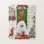 Spitz Dog Kerstmis Legpuzzel (Verticaal)