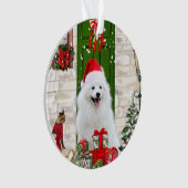 Spitz Dog Kerstmis Ornament (voorkant)
