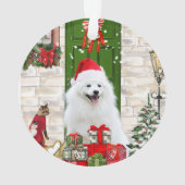 Spitz Dog Kerstmis Ornament (achterkant)