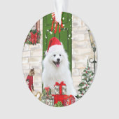 Spitz Dog Kerstmis Ornament (voorkant)
