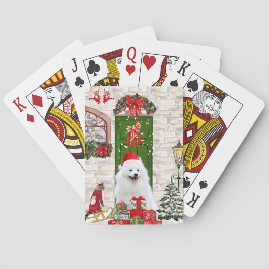 Spitz Dog Kerstmis Pokerkaarten (Achterkant)
