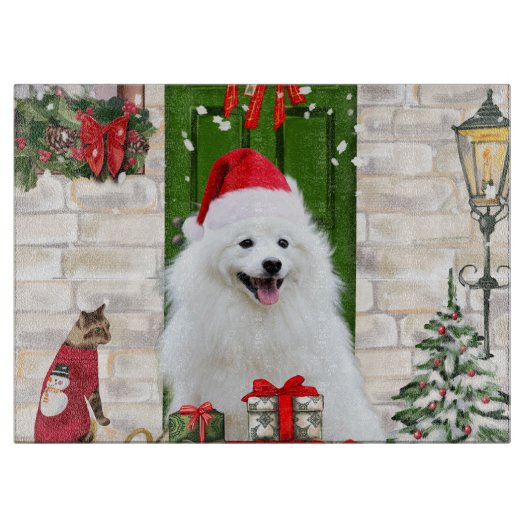 Spitz Dog Kerstmis Snijplank (Voorkant)