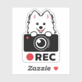 Spitz Dog Recording Vinyl Sticker camerawaarschuwi (Vel)