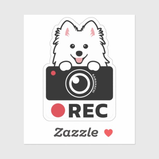 Spitz Dog Recording Vinyl Sticker camerawaarschuwi (Vel)