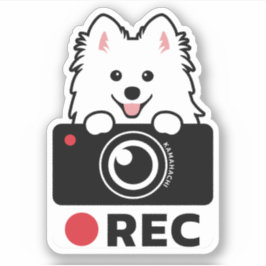 Spitz Dog Recording Vinyl Sticker camerawaarschuwi