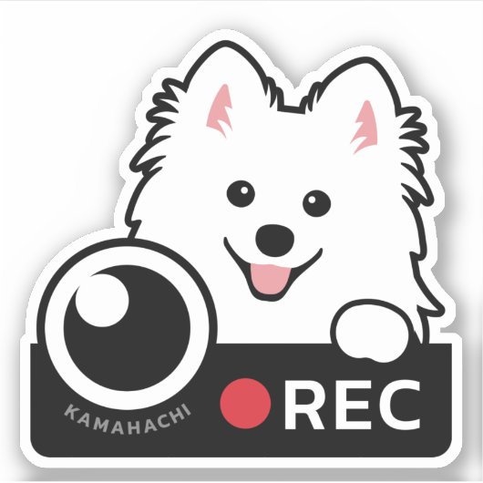 Spitz Hond Dashcam Beveiligingscamera Waarschuwing Sticker (Voorkant)