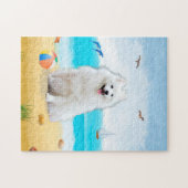 Spitz Hond op Strand Legpuzzel (Horizontaal)