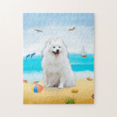 Spitz Hond op Strand Legpuzzel (Verticaal)