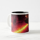 Spitzer gezien tegen de infrarode hemel tweekleurige koffiemok (Voorkant links)