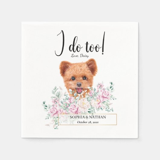 Spitzpoo Dog Wedding Cocktail Napkins Servet (Voorkant)