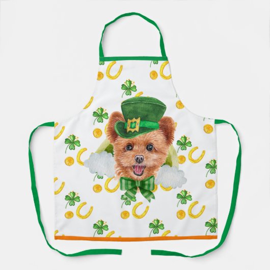 Spitzpoo Vakantiehuis Decoratie St. Patrick's Day Schort (Voorkant)