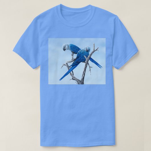 Spix Macaw bedreigde papegaai T-shirt (Design voorkant)