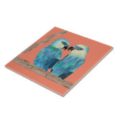 Spix's ara's op een keramische Tegel - (O) Tegeltje (Zijkant)