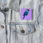 Spix's Macaw Vierkante Button 5,1 Cm (In situ)