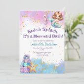 Splas Splosh Zeemeermin Feest Uitnodiging (Staand voorkant)