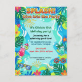 Splasdiver Summer Verjaardagsfeest Briefkaart (Voorkant)