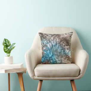 "Splash 2" Aqua Taupe Abstract Kussen