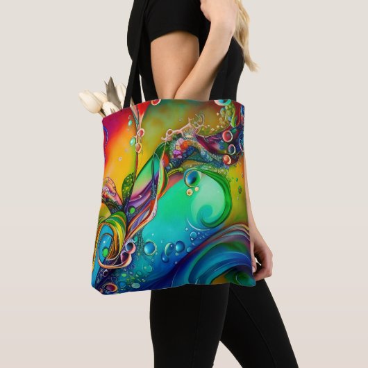 Splash. Abstracte kleurige bubbels Tote Bag (Dichtbij)