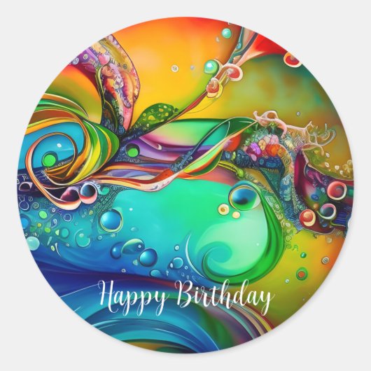 Splash. Abstracte zeepbellen Ronde Sticker (Voorkant)