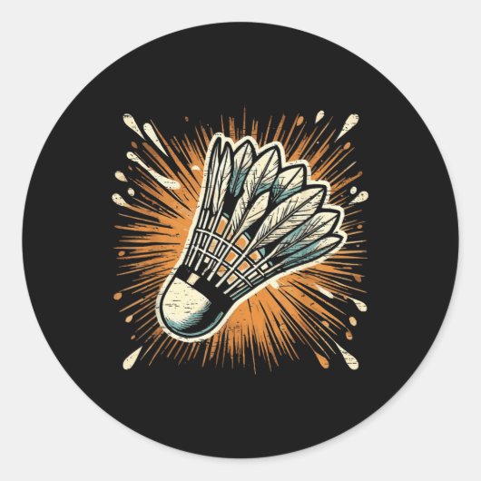 Splash Art Badminton Shuttle Ronde Sticker (Voorkant)