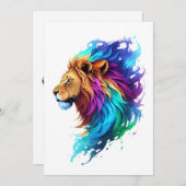 Splash art een leeuwenkop kant kleurrijk schilderi bedankkaart (Voorkant / Achterkant)