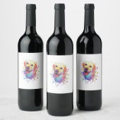 Splash Art Labrador Retriever Lab Gift Mannen Vrou Wijn Etiket (Flessen)