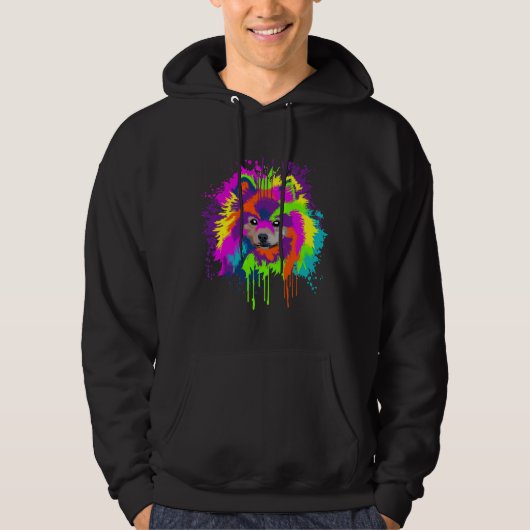 Splash Art Pommeren Dog Idea Hoodie (Voorkant)