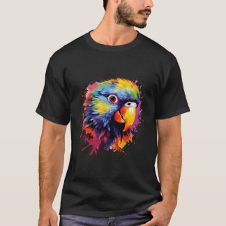 Splash Art Rainbow Loriket Parrot Lover Kleurrijk T-shirt