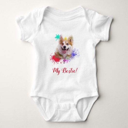 Splash Art Schattige Corgi Dog Baby Bodysuit (Voorkant)