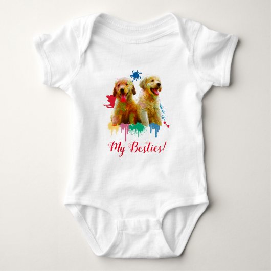 Splash Art Schattige Labrador Puppy Dog Baby Bodys Romper (Voorkant)