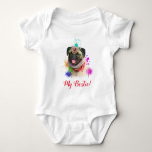Splash Art Schattige Pug Dog Baby Bodysuit
