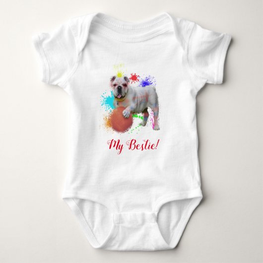 Splash Art Schattigee Britse Bulldog Baby Bodysuit (Voorkant)