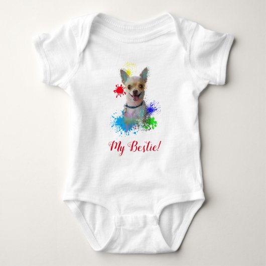 Splash Art Schattigee Chihuahua Hond Baby Bodysuit (Voorkant)