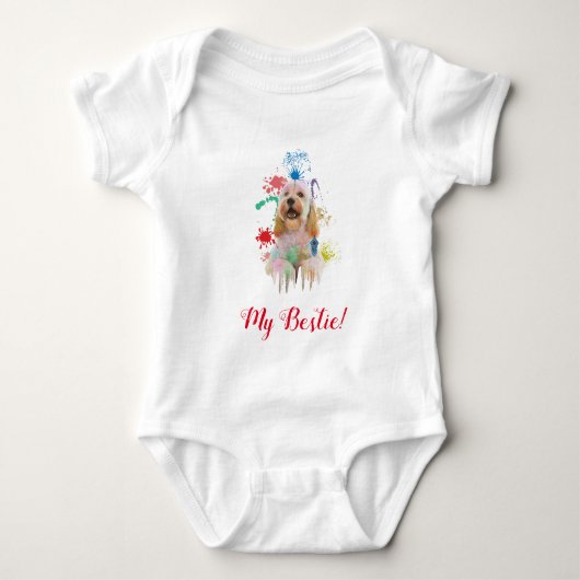 Splash Art Schattigee Cockapoo Dog Baby Bodysuit (Voorkant)