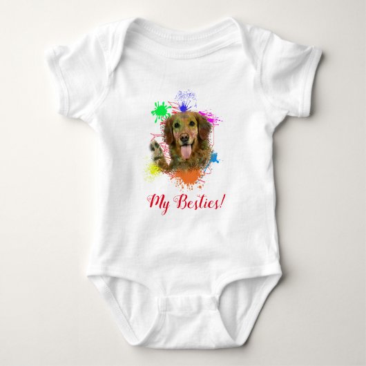 Splash Art Schattigee Golden Retriever Dog Baby Bo Romper (Voorkant)